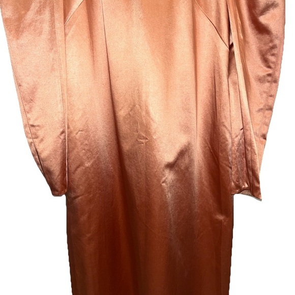 Ulla Johnson Silvana Dress Copper Satin Midi Long Sleeve Boho Sz 8 Cocktail NWT - Picture 7 of 16